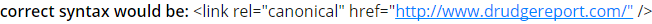 correct syntax for rel canonical