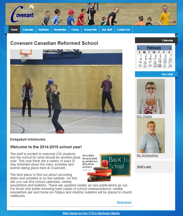 Covenant school website screenshot