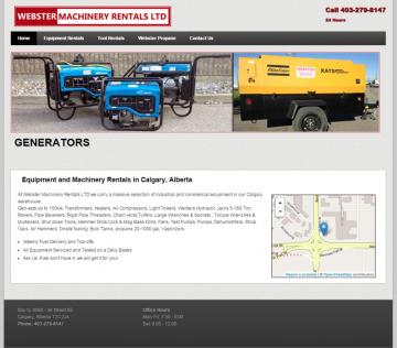 Equipment Rentals Website Example